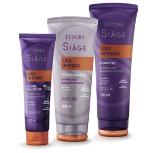 Combo Siàge Liso Intenso: Shampoo 250ml + Condicionador 200ml + Leave-in Capilar 100ml Eudora